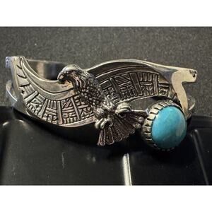 Roderick Tenorio Carolyn Pollack Sterling Silver Cuff Bracelet Eagle Turquoise